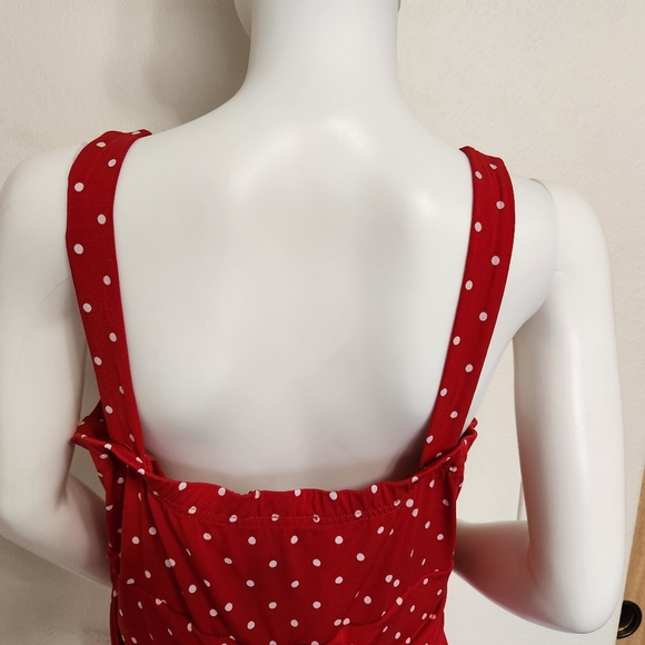 Red R&K polka dot sleeveless dress size 14 - Picture 9 of 11